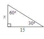 What is the value of x?

A.15 start root 3 end root 
B.Start Fraction 15 over 2 End Fraction 
C.5