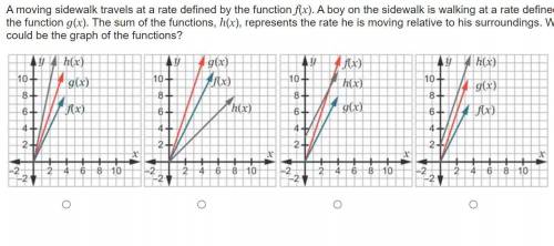 A moving sidewalk travels at a rate defined by the function f(x). A boy on the sidewalk is walking