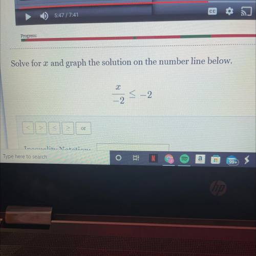 Solve for x and graph the solution on the number line below.