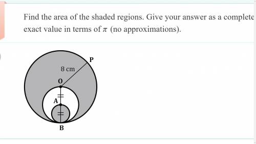 Find the area of all shaded regions. Give your answer as a completely simplified exact value in ter