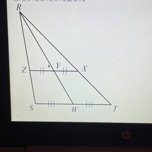 Given the following information, calculate the

perimeter of Triangle RST. Assume Triangle RZX is