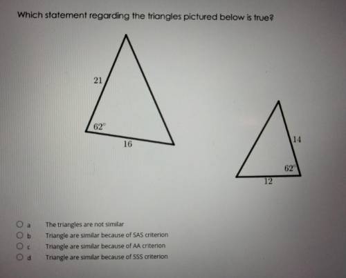 Which statement regarding the triangles pictured below is true?