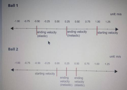 PLEASE I NEED HELP How do the changes in velocity of ball 1 and ball 2 compare in elastic (boun