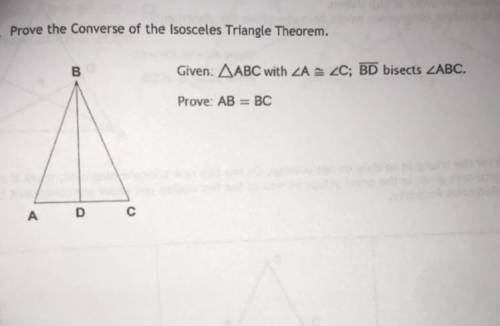Geometry problem: Prove the converse of the isosceles triangle theorem