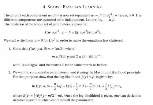 4 SPARSE BAYESIAN LEARNING

The prior of each component wi of w is now set separately ............