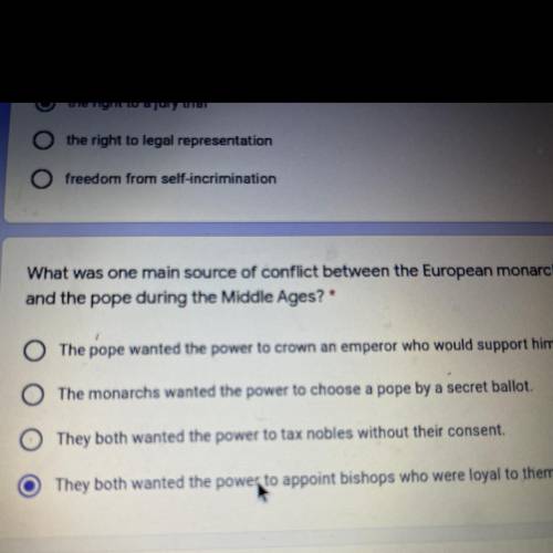 What was the main source of conflict between the European monarchs and the pope during the middle a