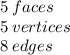 5\: faces \\ 5 \: vertices \\ 8 \: edges
