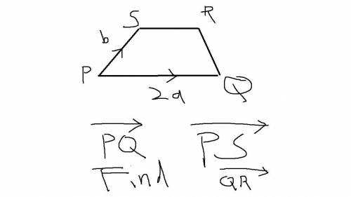 PQRS is a trapezium with PQ=2SR. PQ=2a and PS=b. Find QR in terms of a and b in its simplest form.