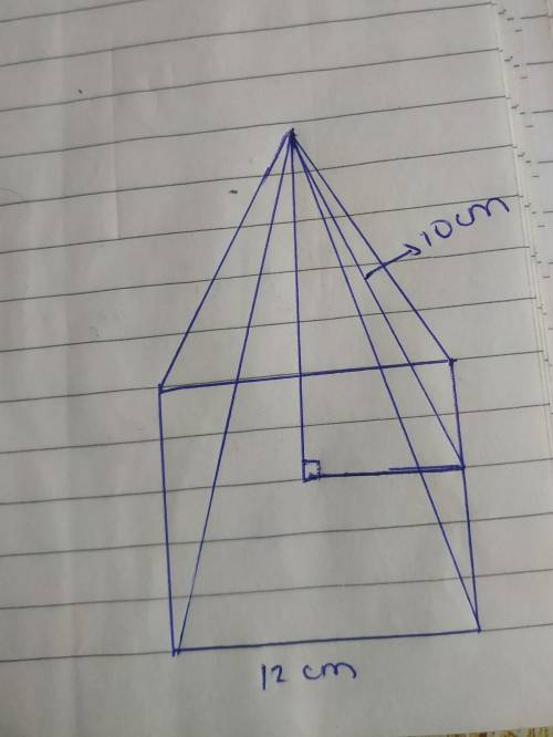 Find the vertical height of given square based pyramid