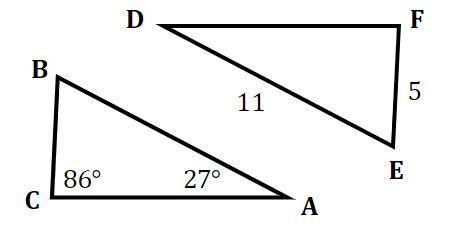 find the specified lengths and measures. Given: triangle ABC is congruent with triangle DEF. Find: