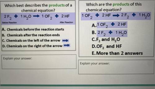 Which best describes the products of a chemical reaction?