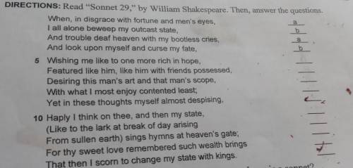 ๆ ๆ ๆ ๆ DIRECTIONS: Read Sonnet 29, by William Shakespeare. Then, answer the questions. When, in