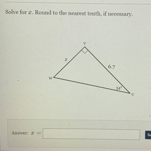 Solve for X. Round to the nearest tenth, if necessary