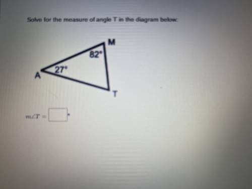 Solve the measure of angle T in the diagram below