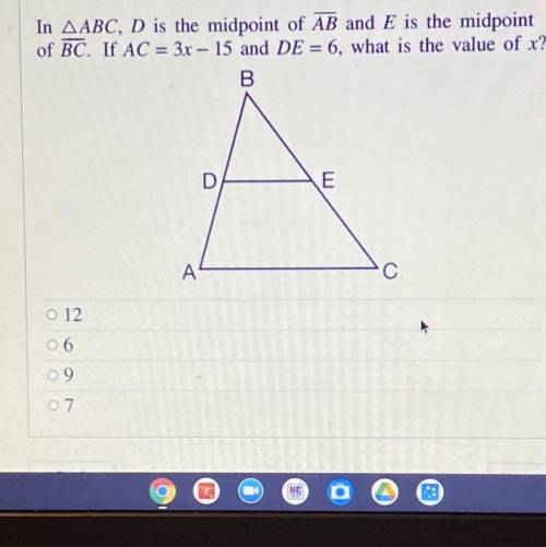 What is the value of x of this triangle and angles