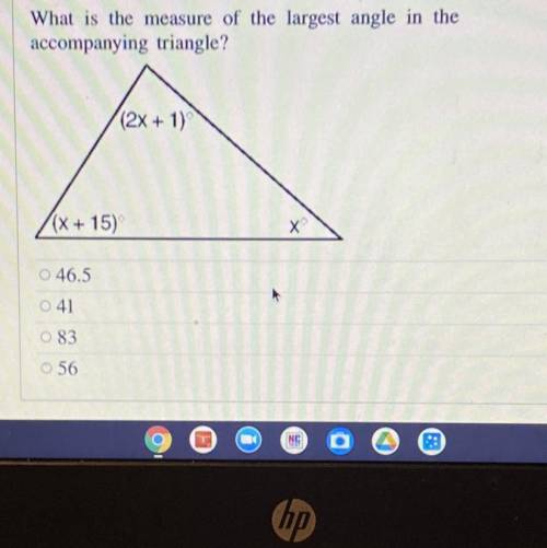 What is the measure of the largest angle in the accompanying triangle
