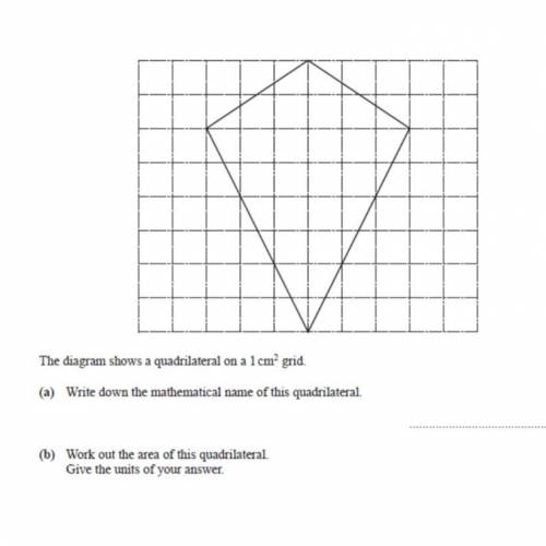 The diagram shows a quadrilateral on a 1 cm grid.

(a) Write down the mathematical name of this qu