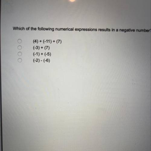 Which of the following numerical expressions results in a negative number?
