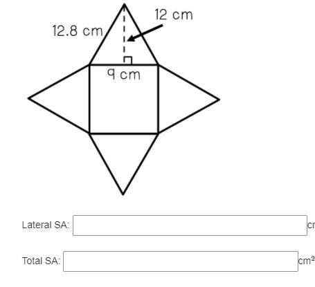 Determine the lateral and total surface area of each pyramid.