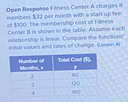 The initial value for fitness center A is: ( the answer )

The initial value for fitness center B