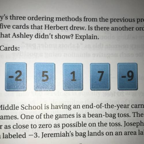 Use Ashley's three ordering methods from the previous problem to

order the five cards that Herber