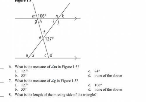 What is the measure of m in Figure 1.5? (please help fast!)