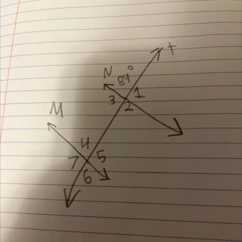 Use the figure to find the measure of the angle. Give the angle name in the relation to the given M