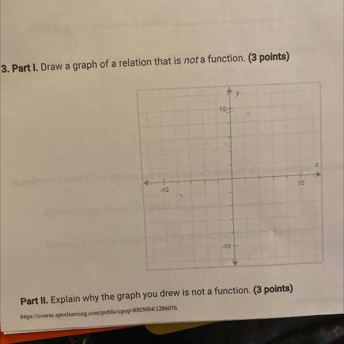 3. Part I. Draw a graph of a relation that is not a function. (3 points)

10+
x
10
-10
-10
Part II