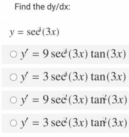 Find the dy/dx y = sec³(3x)