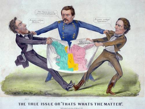 In the discussion board titled The Election of 1860, analyze this political cartoon. How do you int