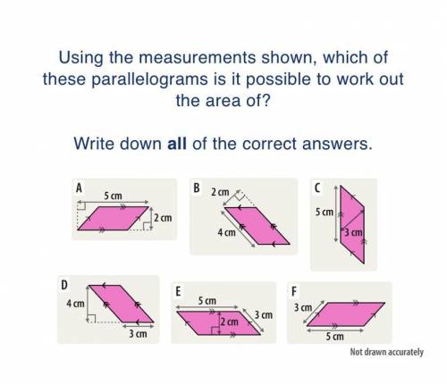 Find which of these parallelograms is possible to work out the area!
Please help me TvT