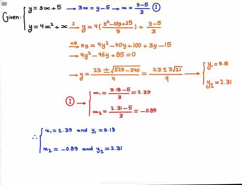 Solve the simultaneous equations