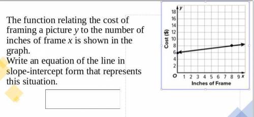 The function relating the cost of framing a picture y to the number of inches of frame x is shown i