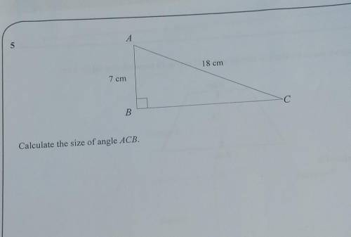 5 А 18 cm 7 cm •C B Calculate the size of angle ACB.