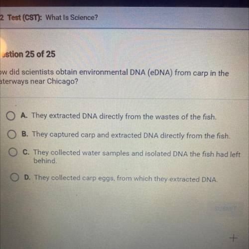 How did scientists obtain environmental DNA (eDNA) from carp in the
waterways near Chicago?