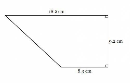 What is the area, in square centimeters, of the trapezoid below?