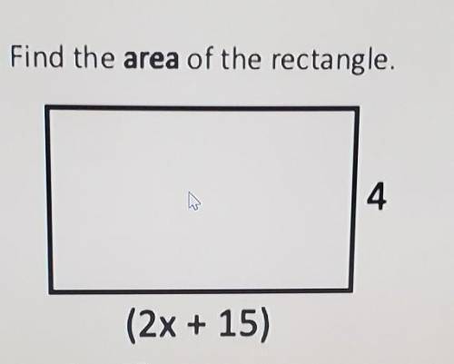 Find the area of the rectangle. 4 (2x + 15)