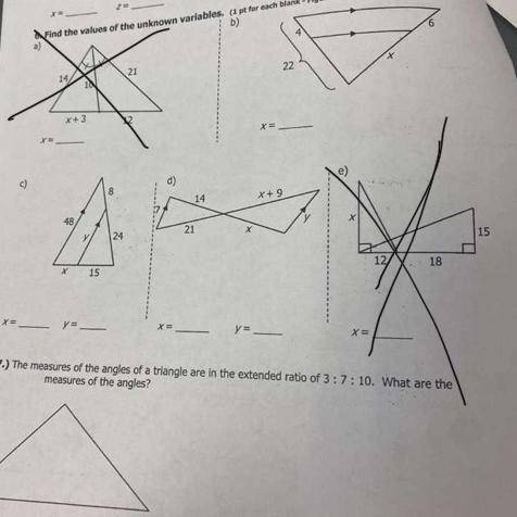Need help on geometry homework quick DONT DO problems WITH X AND DONT DO NUMBER 7