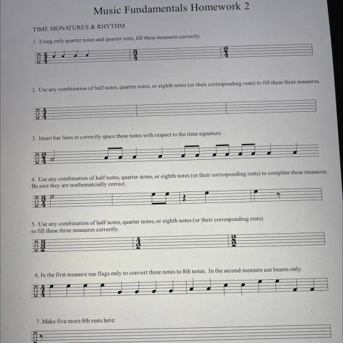 Music Fundamentals Homework 2

TIME SIGNATURES & RHYTHM
1. Using only quarter notes and quarte