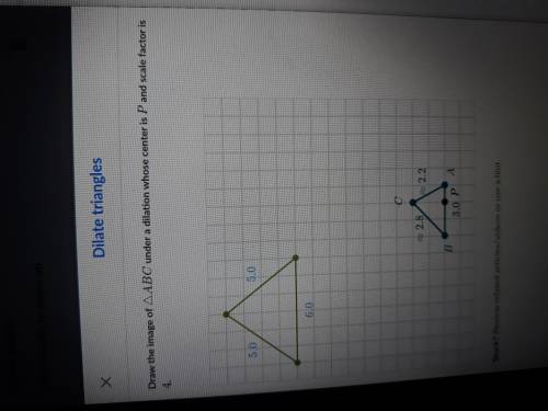 Draw the image of triangle ABC under a dilation whose center P and scale factor is 4