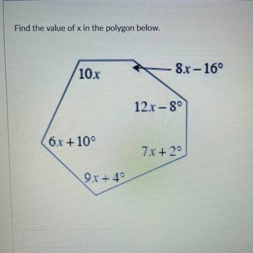 Find the value of X in the polygon below.