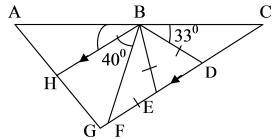 The figure below is not drawn to scale. HBDG is a trapezium and BEF and BDE are isosceles triangles