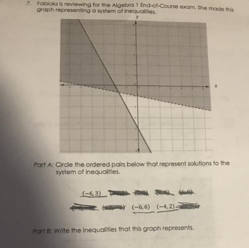Fabiola is reviewing for the Algebra 1 End-of-Course exam. She made this

graph representing a sys