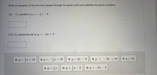 Write an equation of the line that passes through the given point and satisfies the given condition