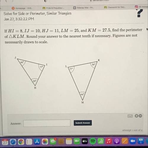 Can someone help me with this: Solve for side or perimeter, similar triangles