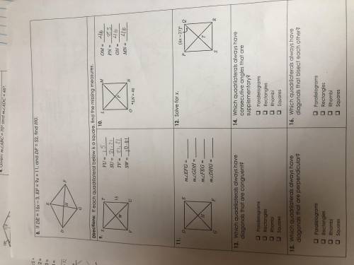 20POINTS NEED HELP Unit 7: Polygons and Quadrilaterals Homework 4: Rhombi and Squares PLS HELP