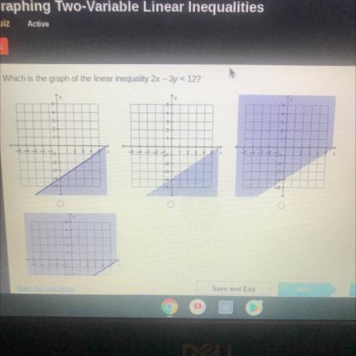 Which is the graph of the linear inequality 2x - 3y < 12?