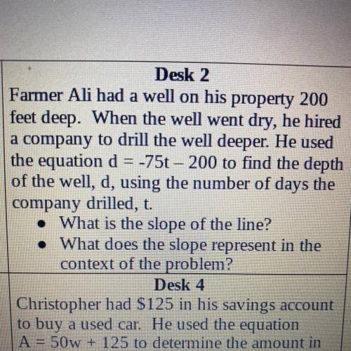Farmer Ali had a well on his property 200

feet deep. When the well went dry, he hired
a company t