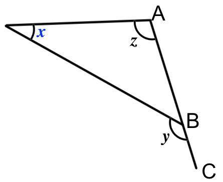 A, B and C lie on a straight line.

Given that angle y = 128° and angle z = 91°, work out x.