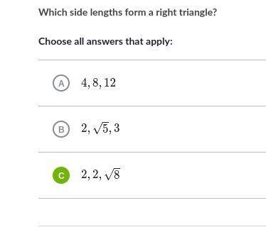 What side lengths form a right triangle?
